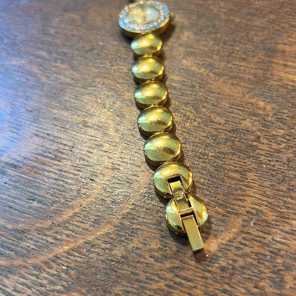 Rare Gold Ladies Quartz EJ Watch Swarovski Crystals Ivory Face - Picture 3 of 9